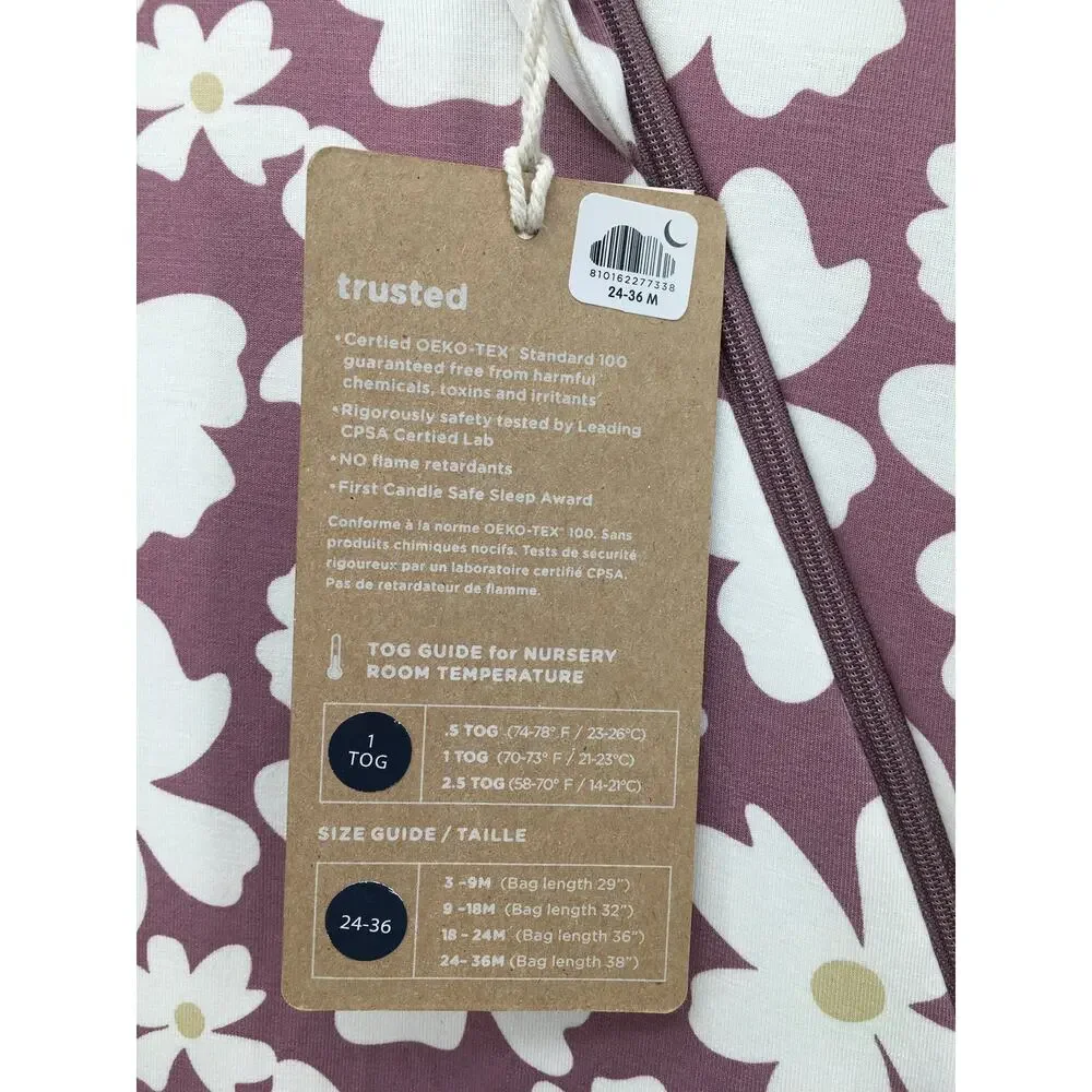 Gunamuna Bamboo Long Sleeve Sleep Sack Bag Blossom Floral Print 24-36 Mo NEW